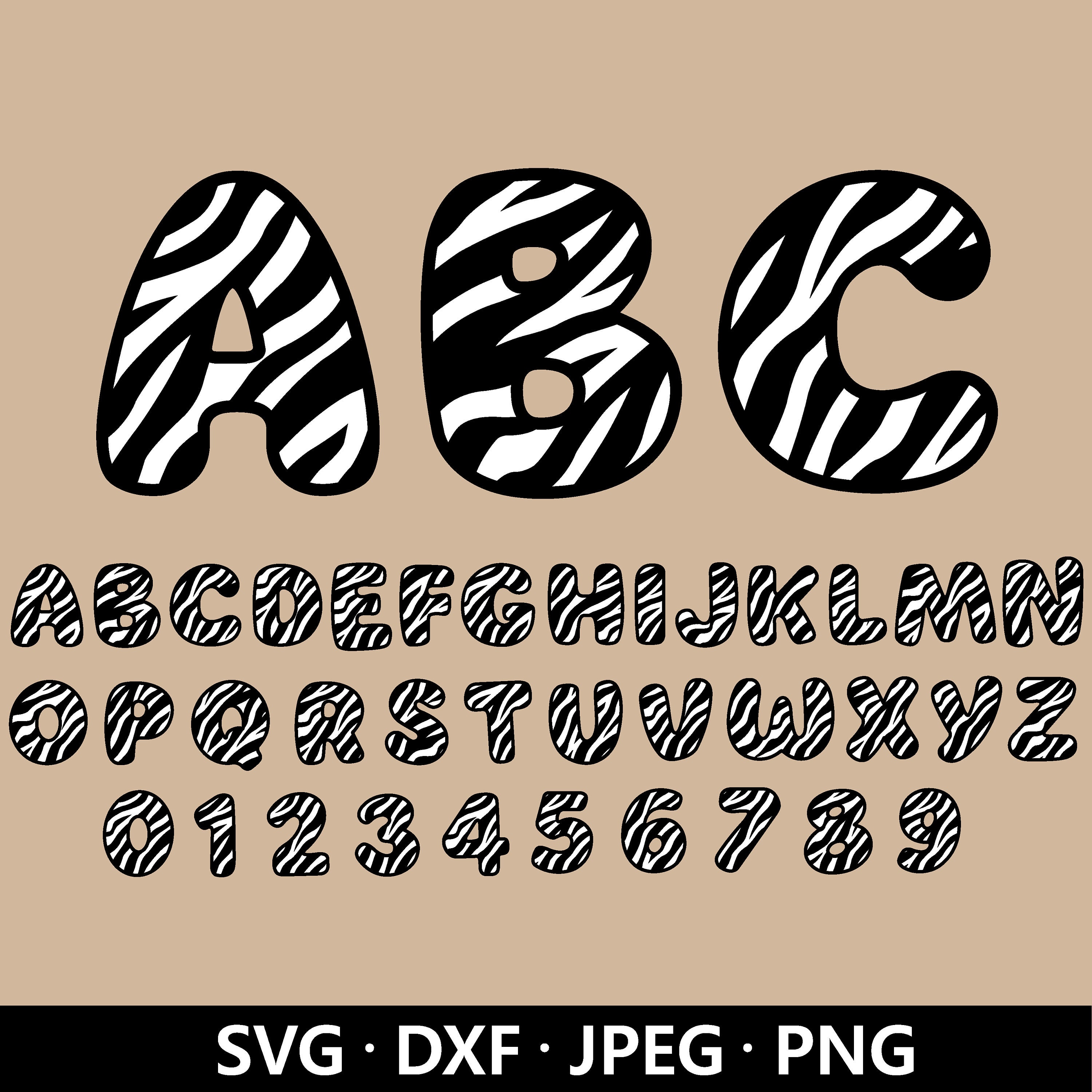 Zebra Font SVG Zebra Print Alphabet SVG Numbers Svg Zebra 