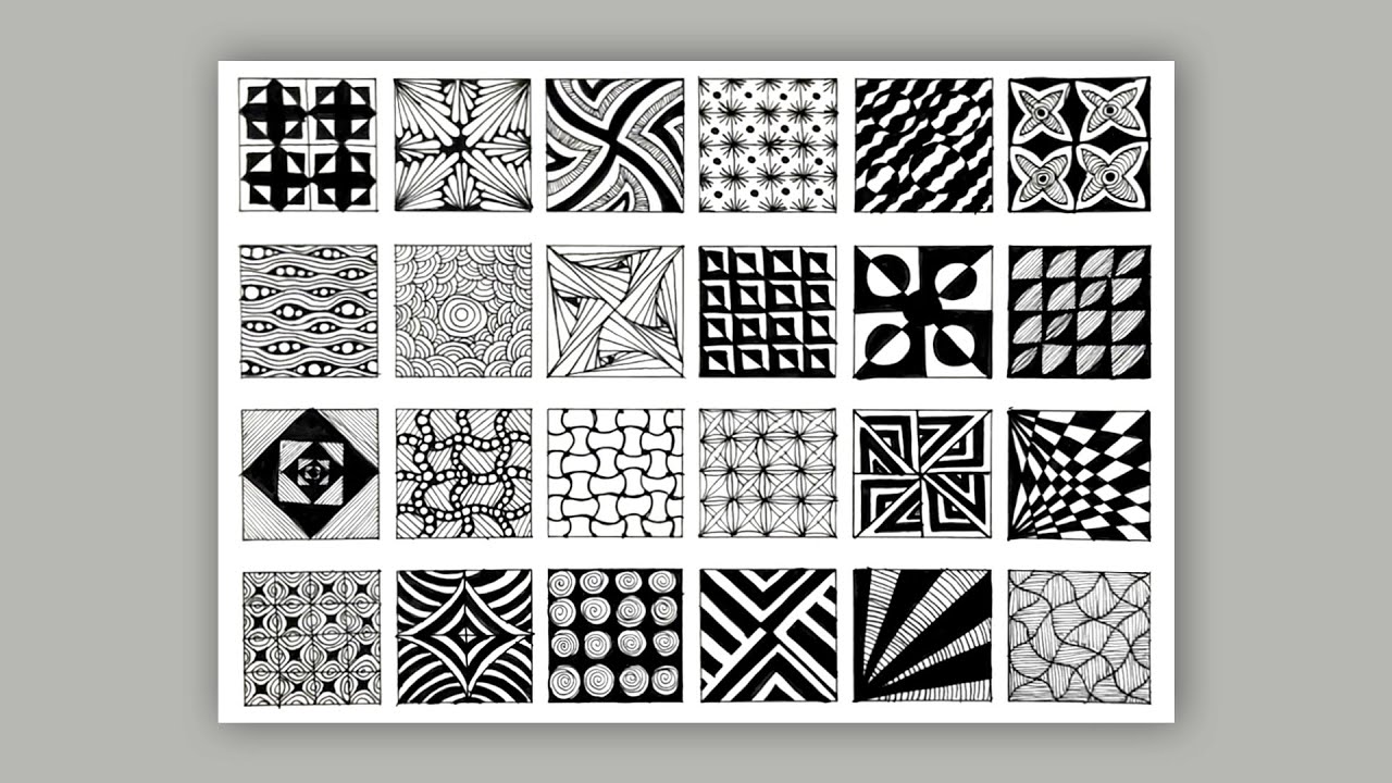 20 easy zentangle patterns for beginners || 20 zentangle patterns ...
