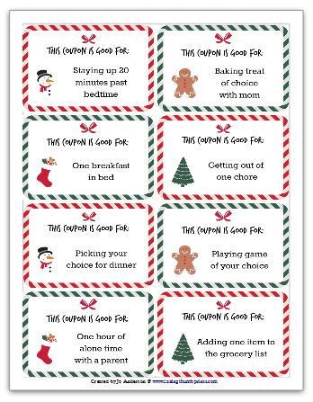 Christmas Coupons for Kids - Free Printable!