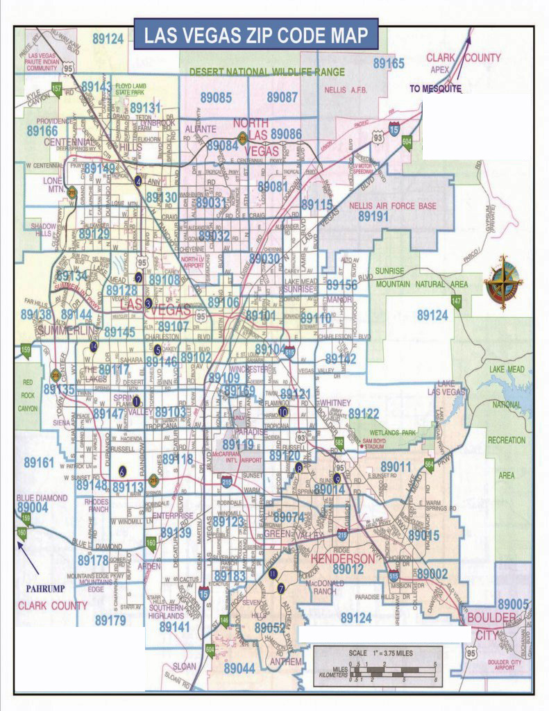 Detailed Las Vegas zip code map. Las Vegas city detailed zip code ...