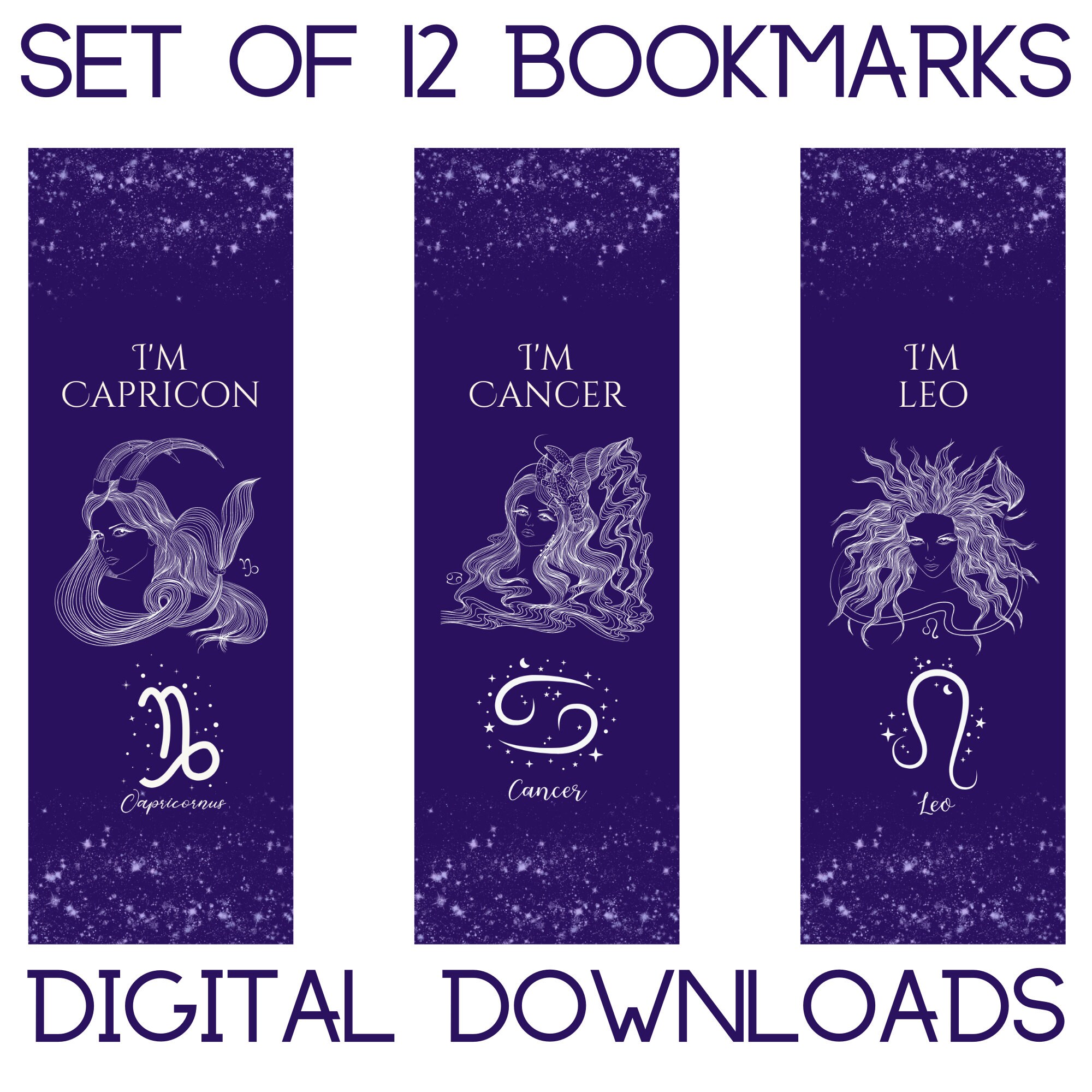 Printable Zodiac Bookmarks, Horoscope Bookmarks, Instant Download ...