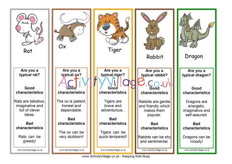 Chinese Zodiac Bookmarks