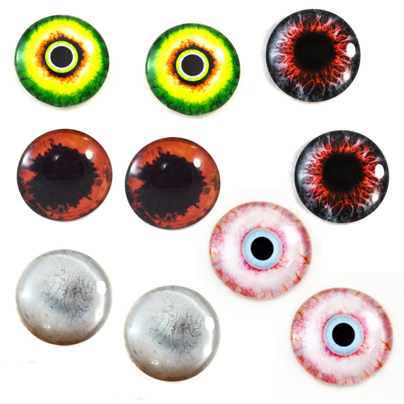 Horror Zombie Inspired Glass Eyes Bundle - 5 Pairs - Handmade ...
