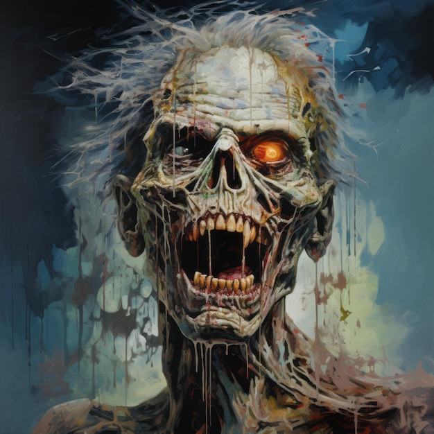 Rotting Zombie Eyes Art Print On Canvas Board | Premium AI ...