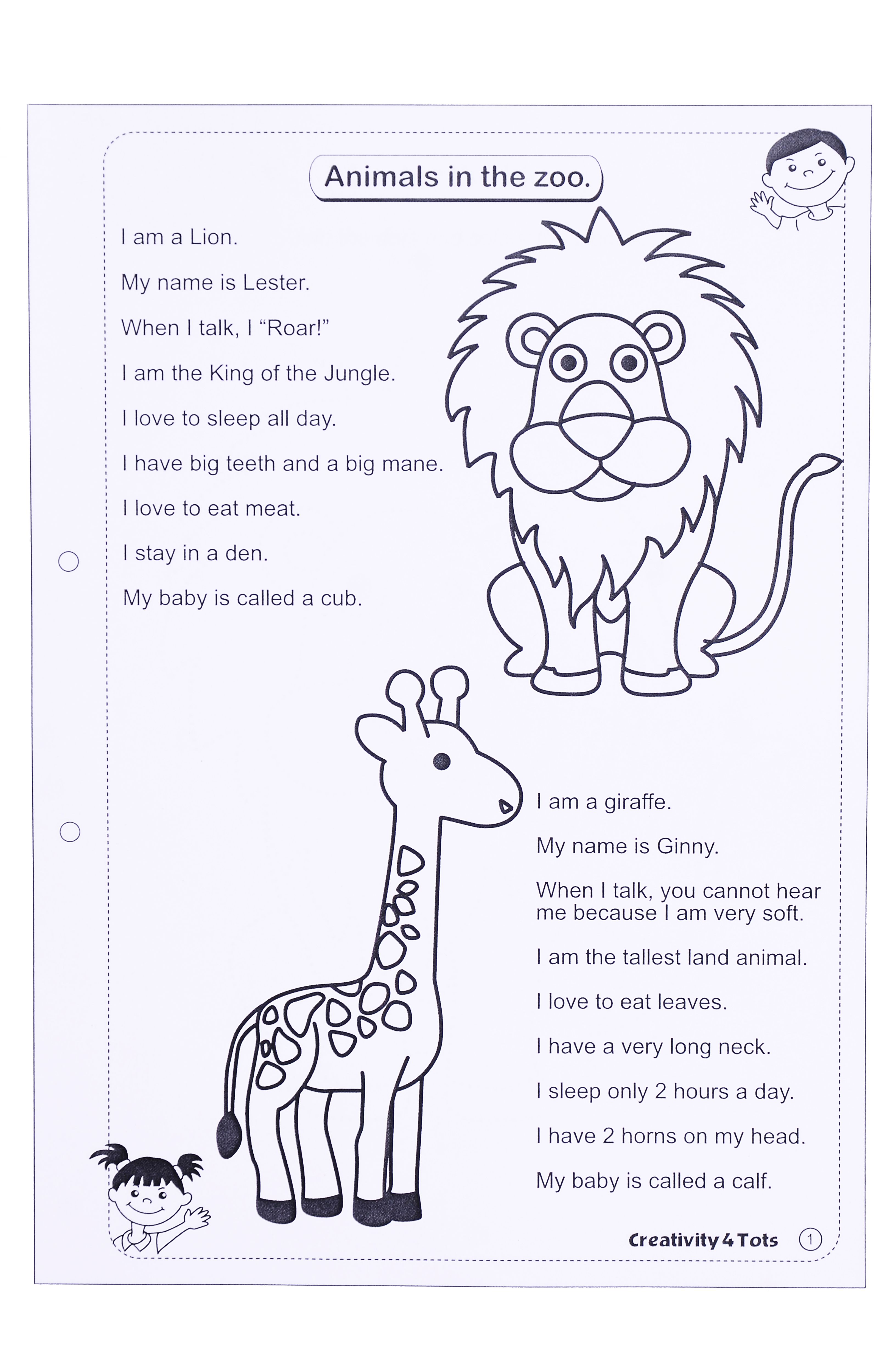 printable zoo animals worksheets
