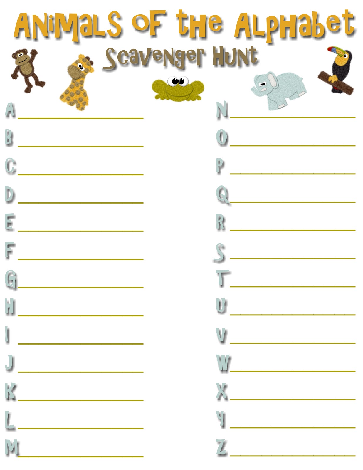 printable zoo scavenger hunt