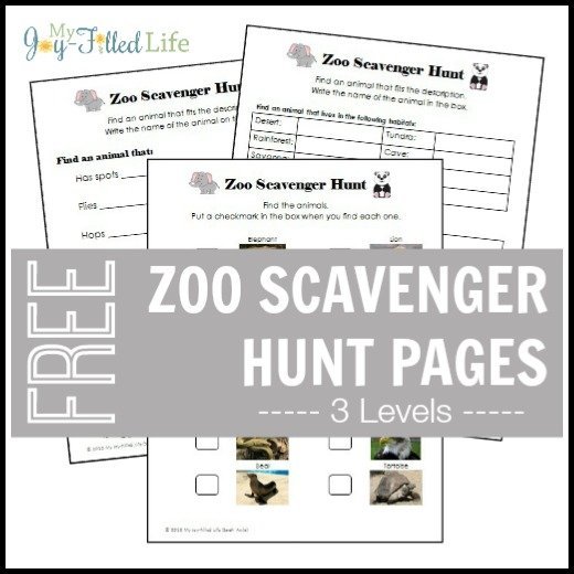 printable zoo scavenger hunt