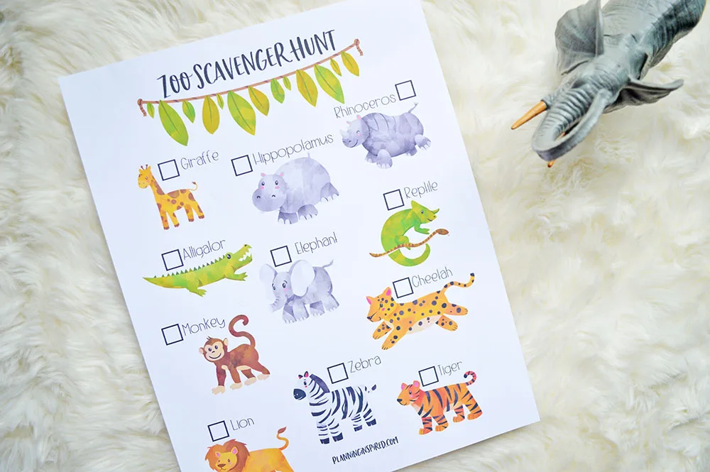 printable zoo scavenger hunt
