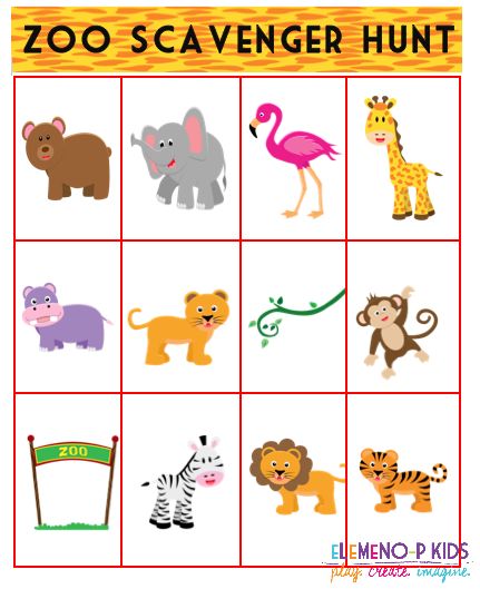 Zoo Scavenger Hunt Printable - eLeMeNO-P Kids
