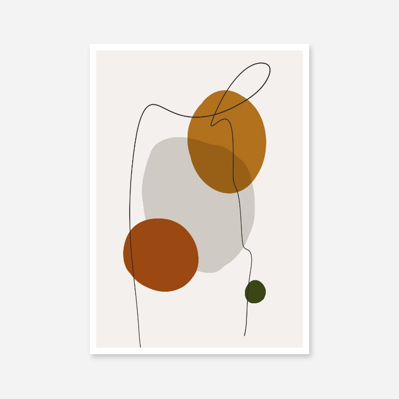Modern abstract shapes with squiggle black line over free ...