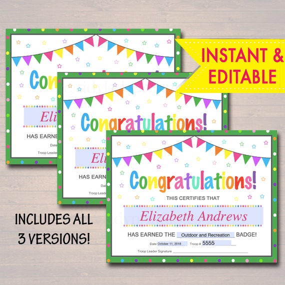 printables certificates