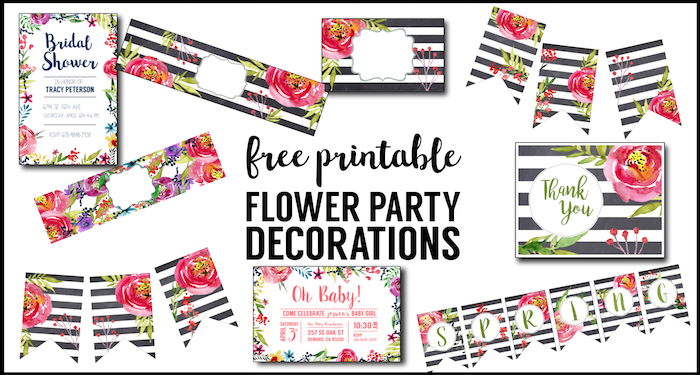 Flower Party Printables {Free Printable Decorations} - Paper Trail ...