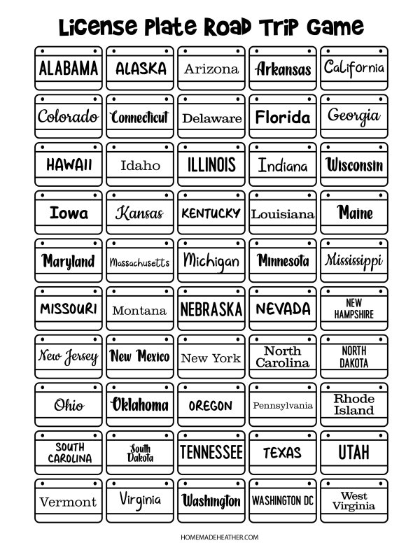 Free Road Trip Activity Printables » Homemade Heather