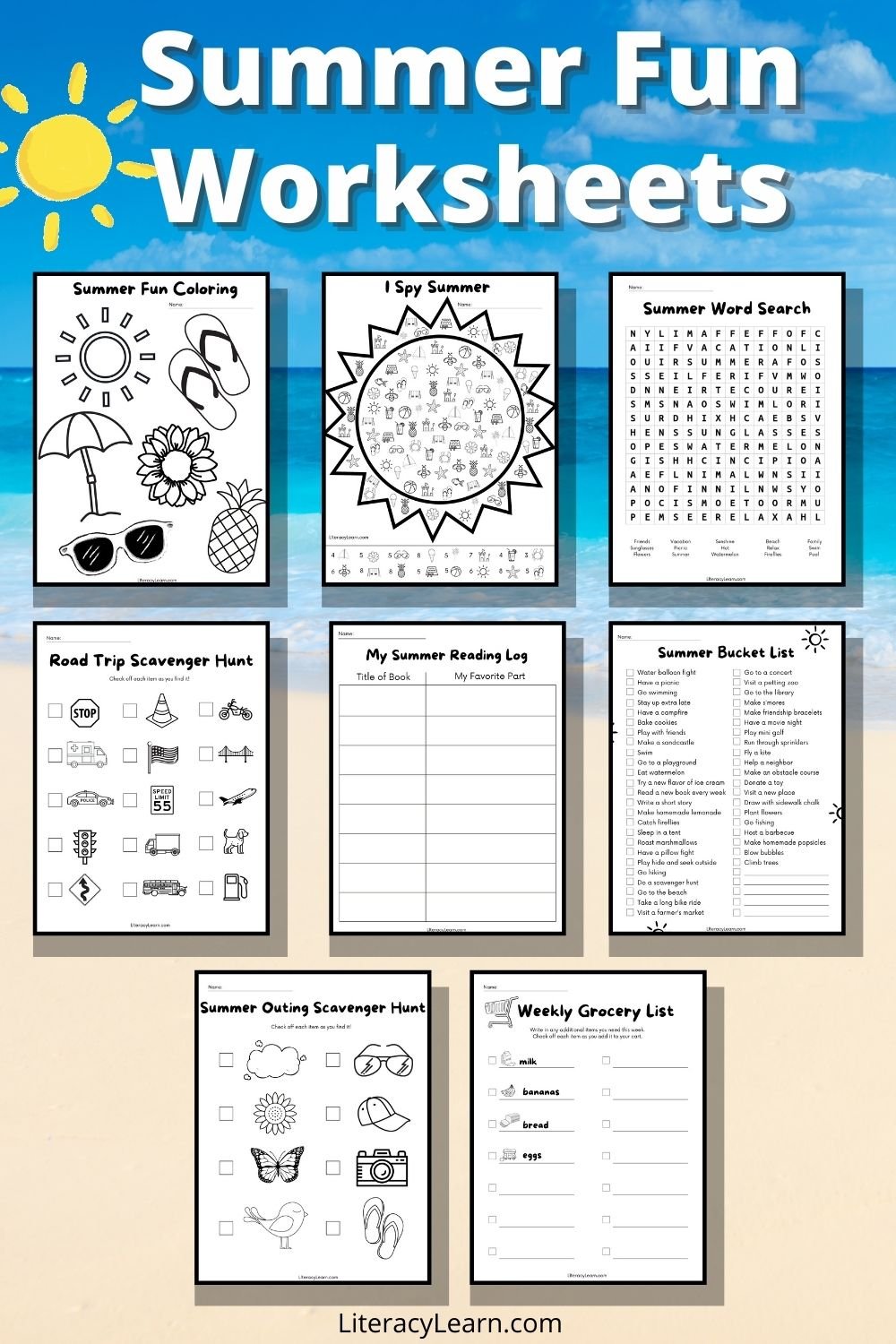 8 Summer Fun Worksheets for Preschool through Second Grade - Free ...