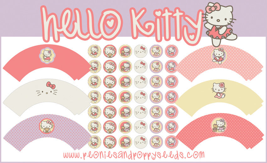 Hello Kitty Cupcake Printables – Dorky Doodles