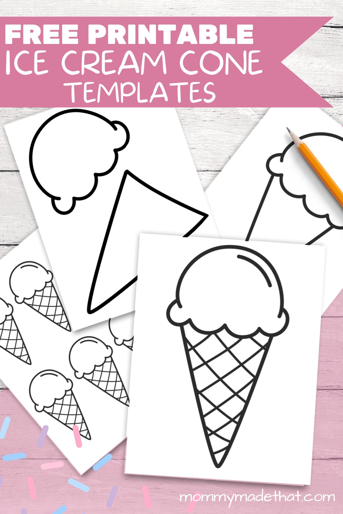 Fun Ice Cream Cone Templates for Crafts &  Coloring
