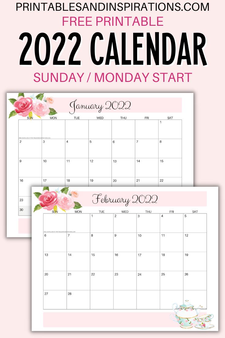 2024 Free Printable Pretty Floral Calendar - Printables and ...