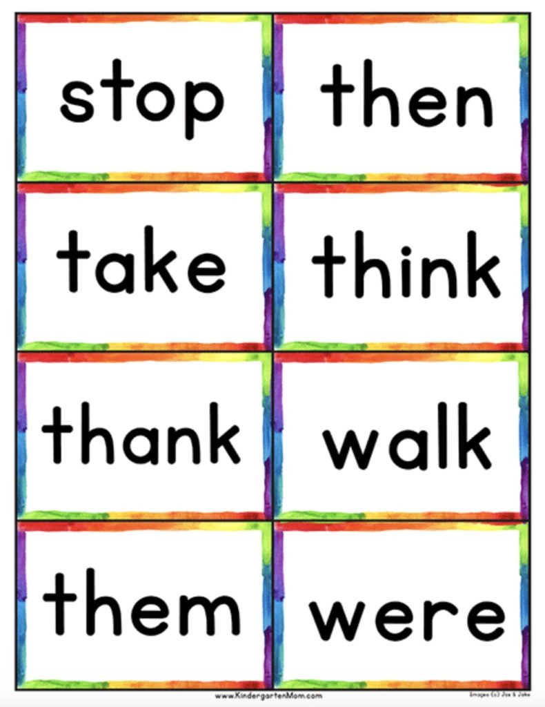 Free printables for kindergarten: Sight word help, 12 ways