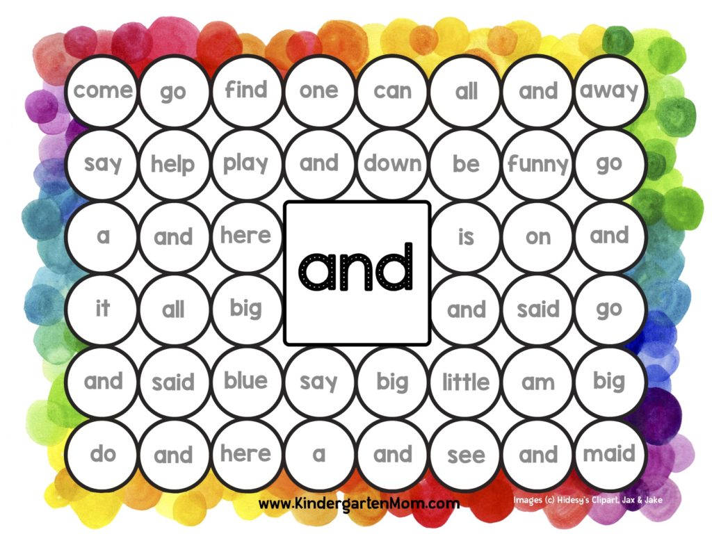 Free printables for kindergarten: Sight word help, 12 ways