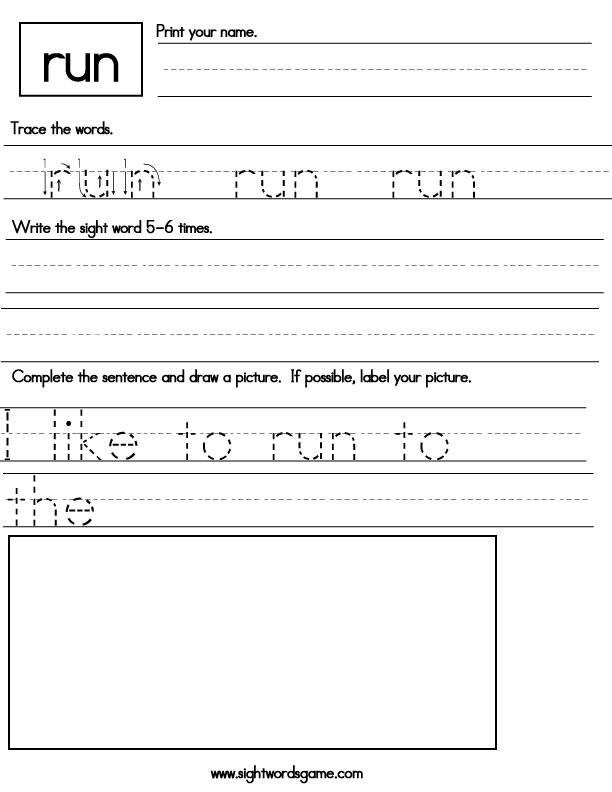Kindergarten Sight Word Worksheets - ideal for preschool and ...
