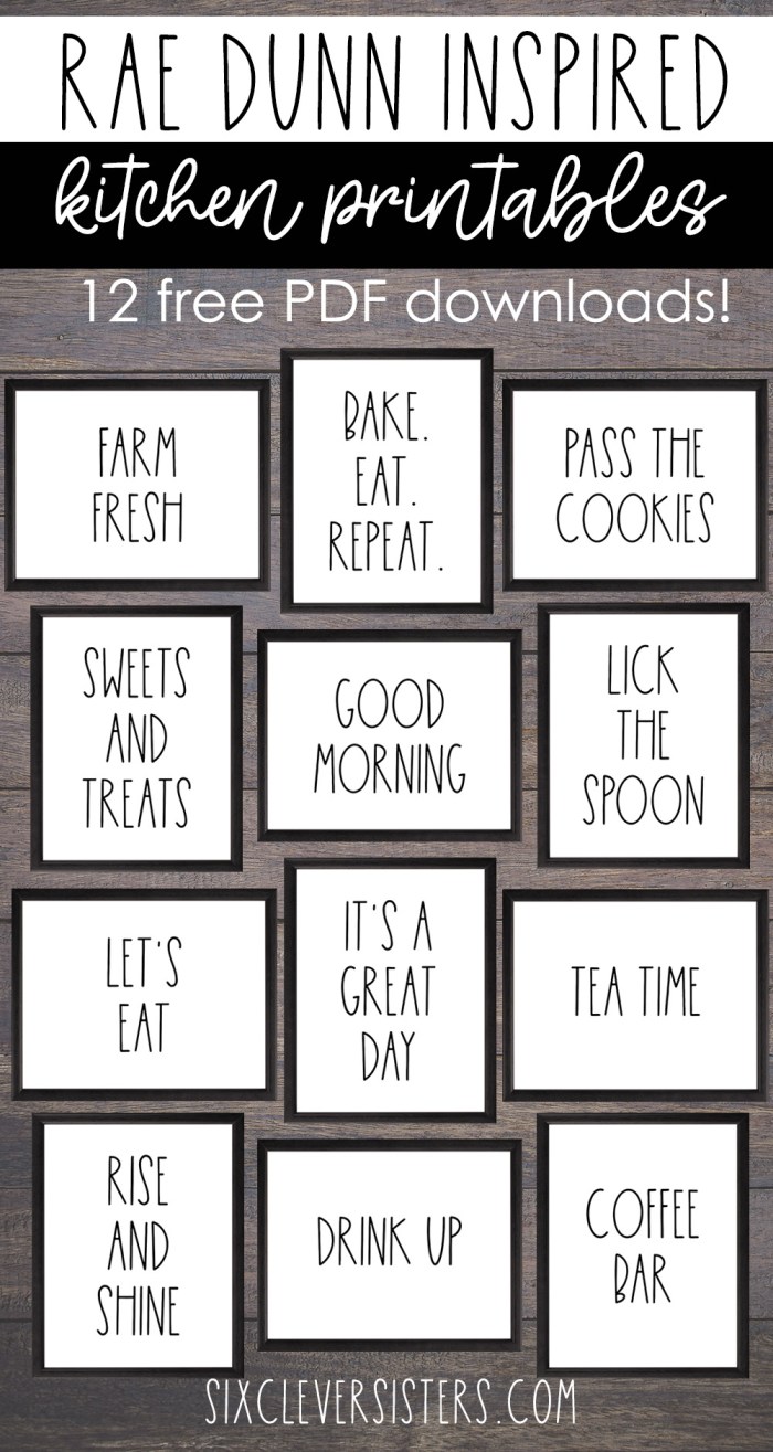 Rae Dunn Inspired Kitchen Signs {12 FREE PRINTABLES} - Six Clever ...