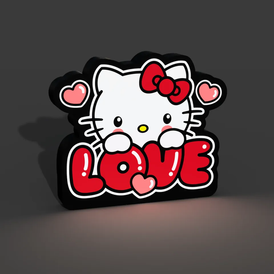 Hello Kitty Love Lightbox LED Lamp von braga3dprint | Kostenloses ...