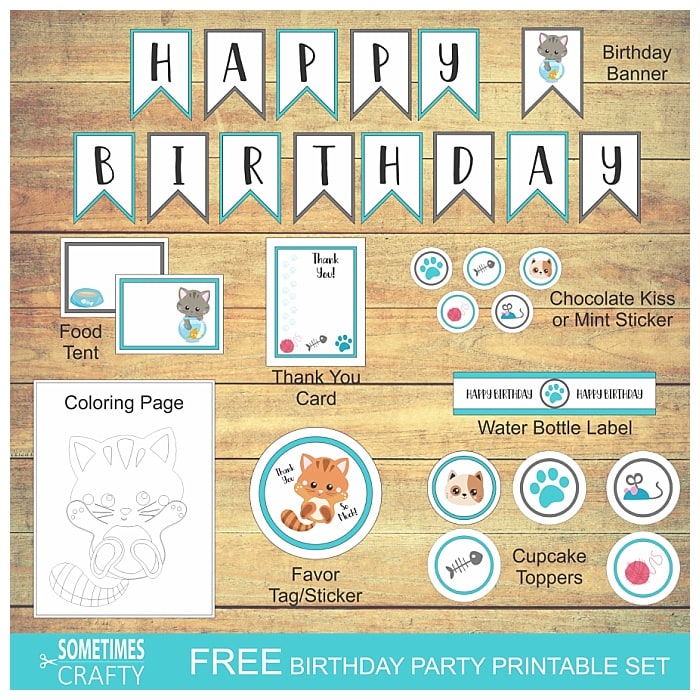 Kitty Cat Birthday Printables Suitable for a Boy - Sometimes Crafty