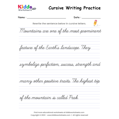 Free Printable Cursive Writing Practice Worksheet - kiddoworksheets