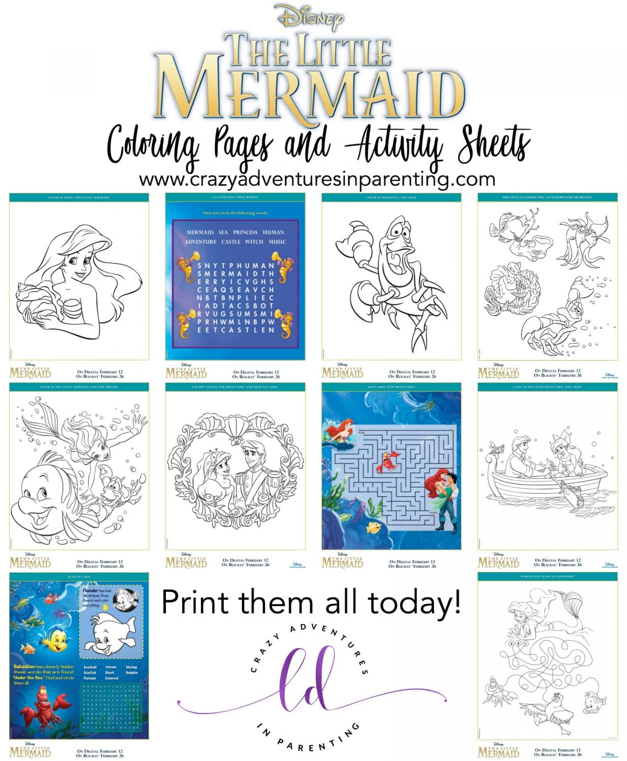 printables little mermaid