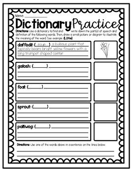 2 PAGES))) Using a Dictionary Worksheets