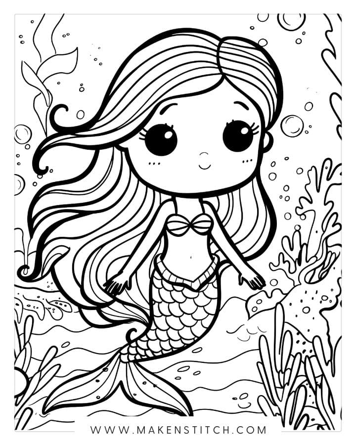 Mermaid Coloring Pages for Kids and Adults - Makenstitch