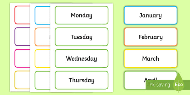 printables months of the year