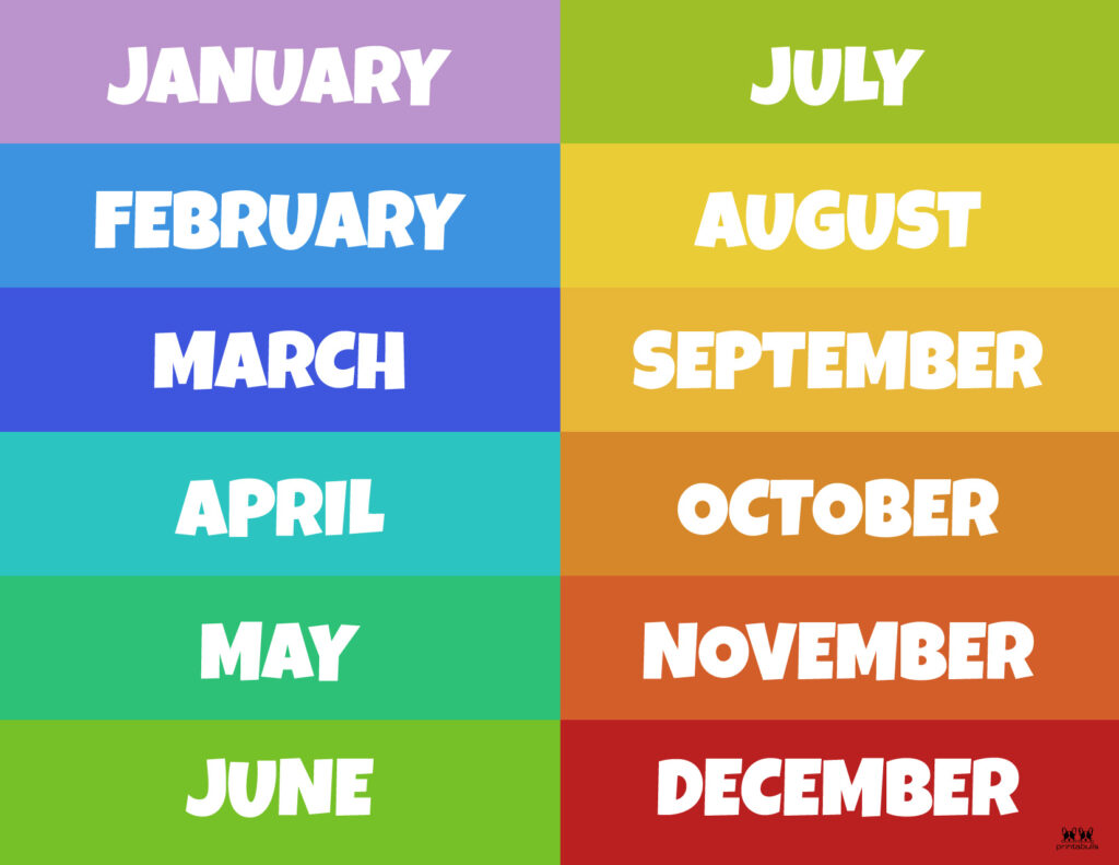 printables months of the year