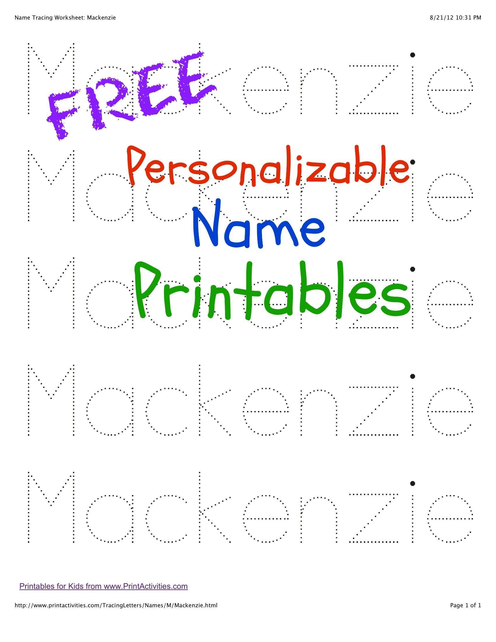My Name Tracing Worksheets - 10 Free PDF Printables | Printablee