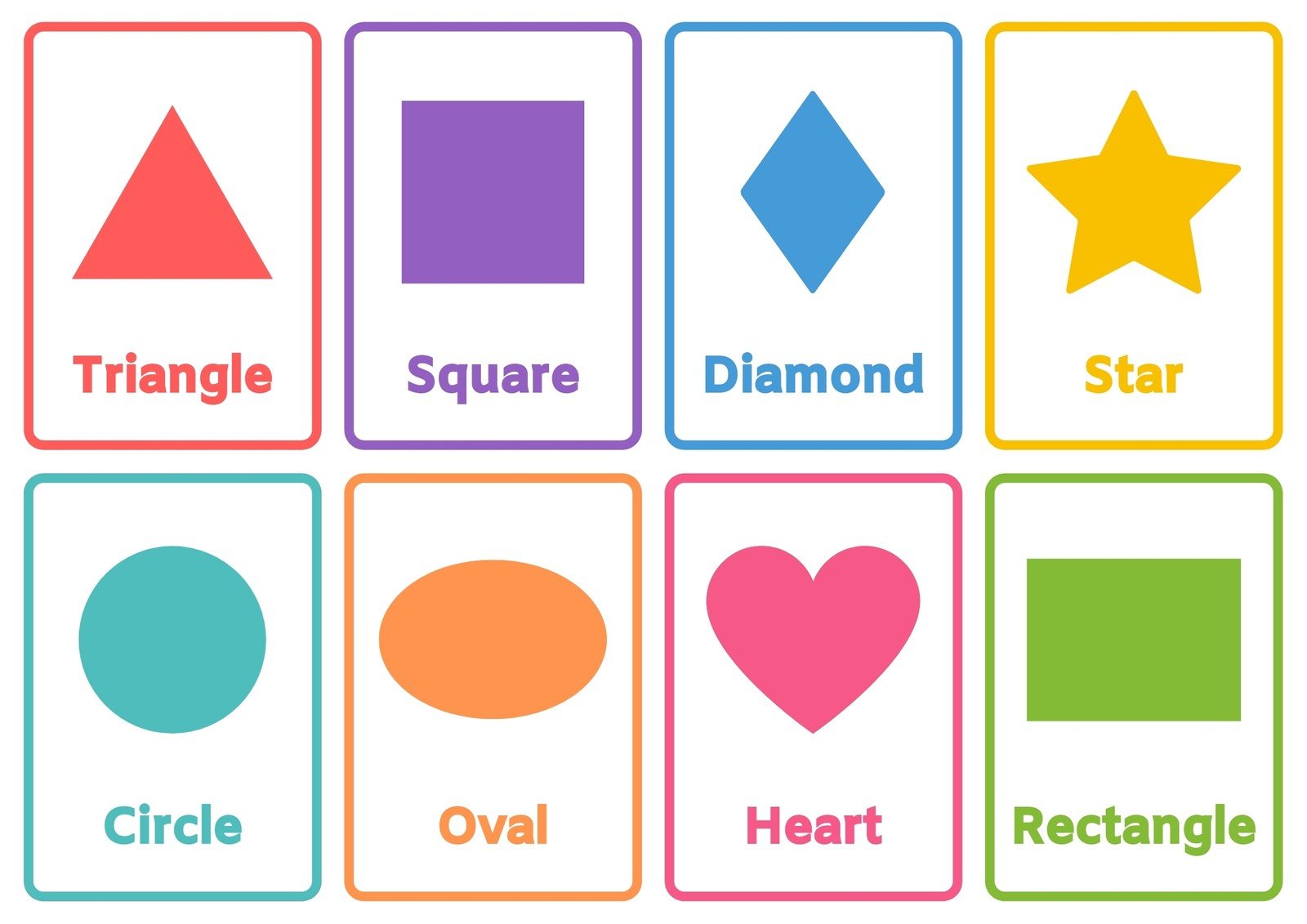Free printable shapes flashcards templates 