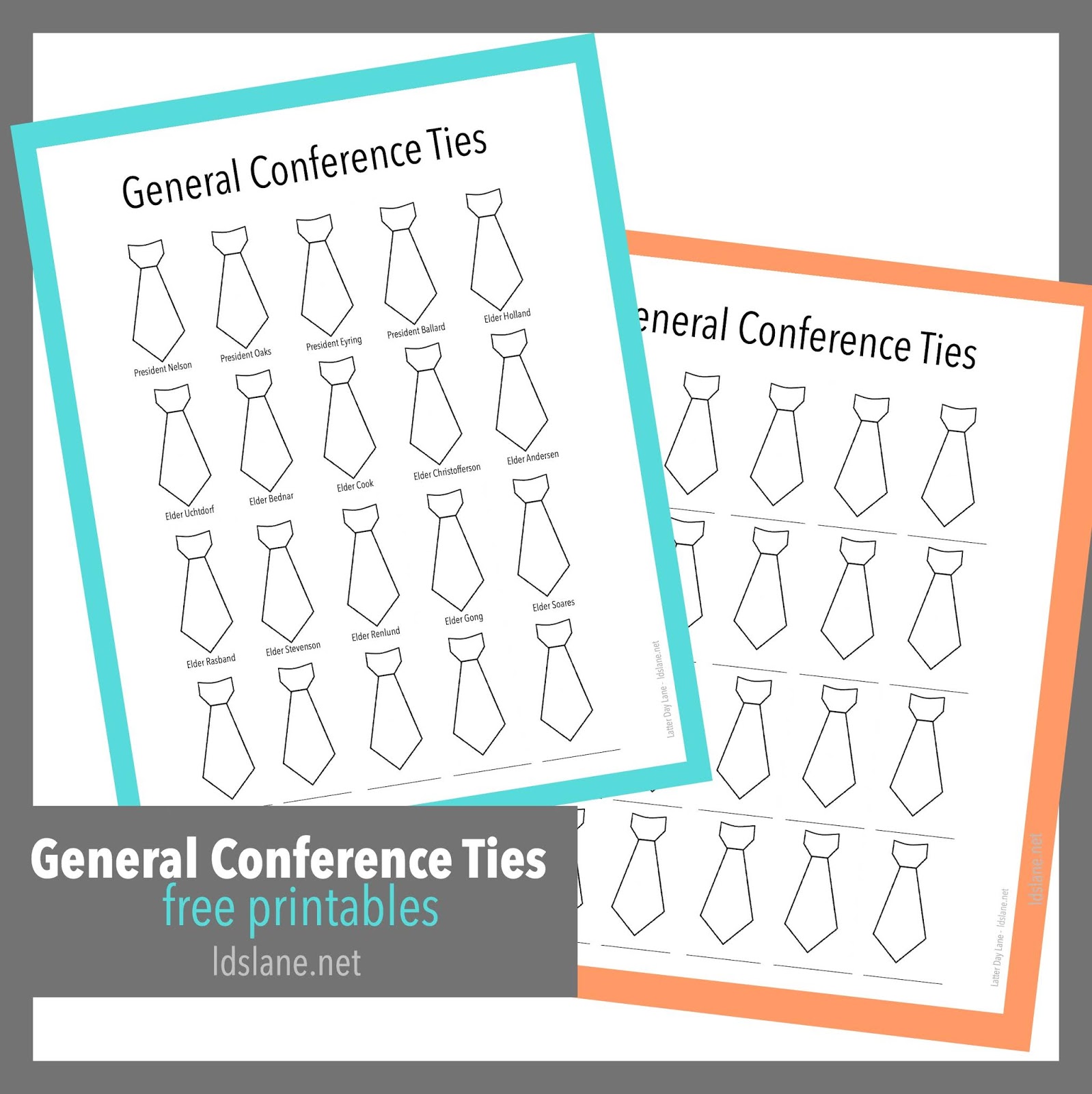 Latter Day Lane: General Conference Ties and Tops Printable