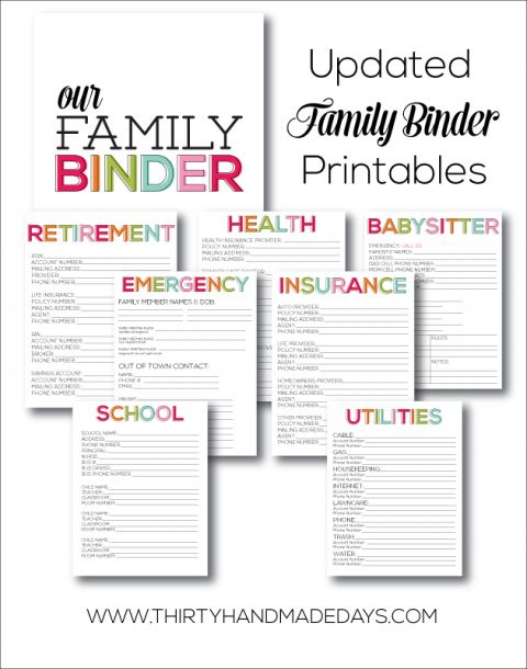 printables to organize your life