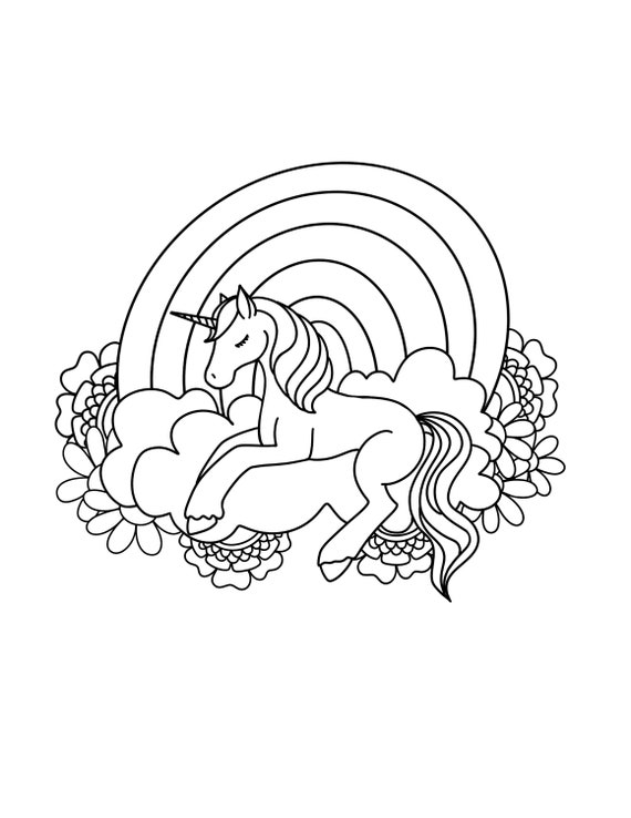 Unicorn Coloring Page for Kids, Printable Unicorn Coloring Page Download  PNG, PDF, JPG