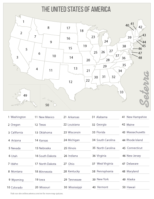 The U.S.: 50 States Printables - Seterra