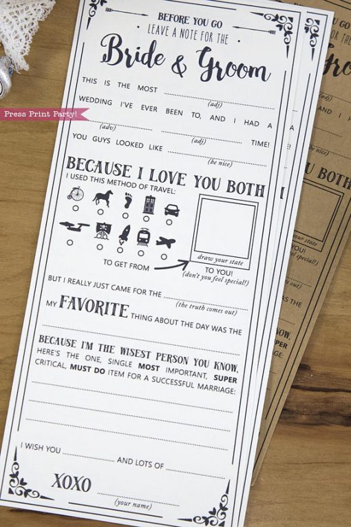 Wedding Reception Games Mad Libs Printables - Press Print Party!