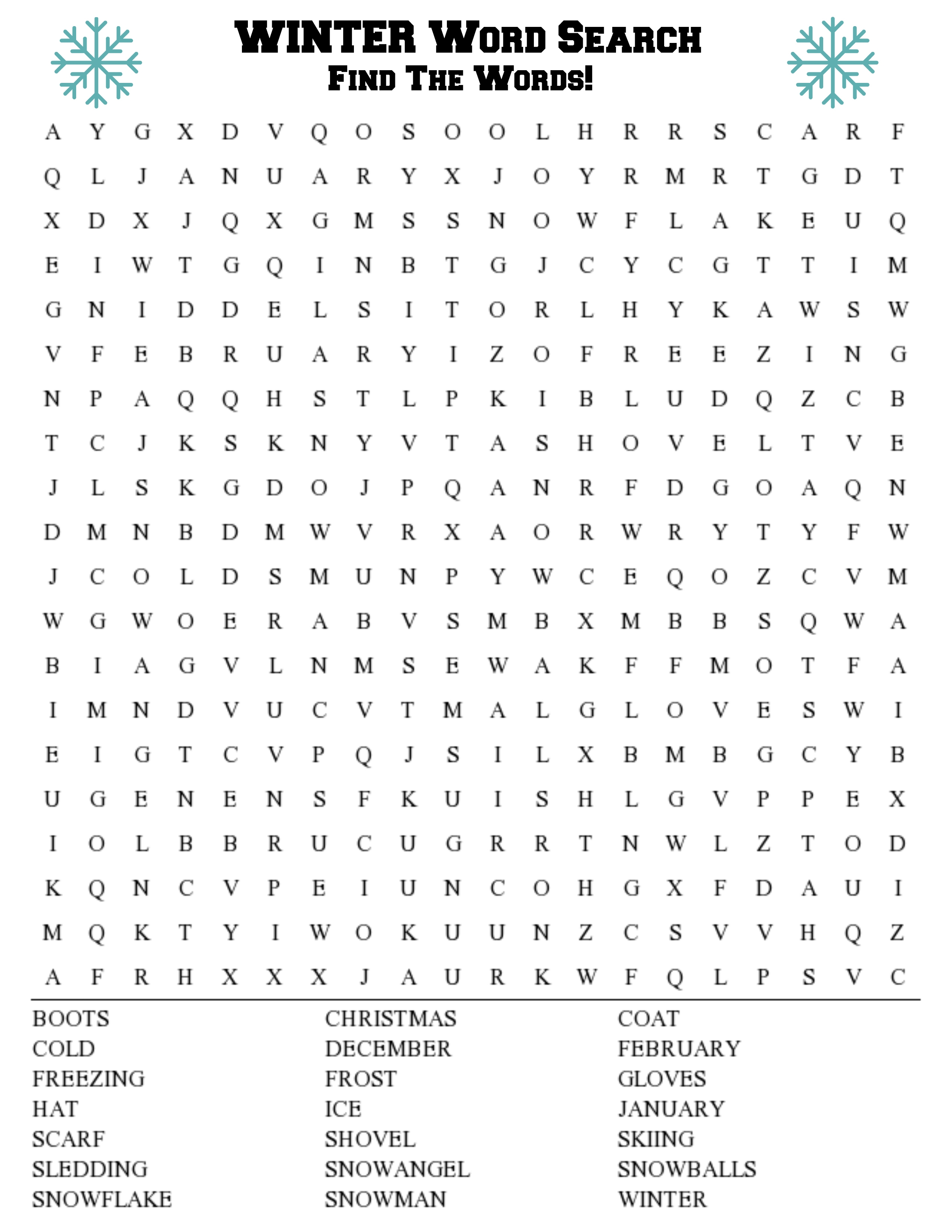 printables word search