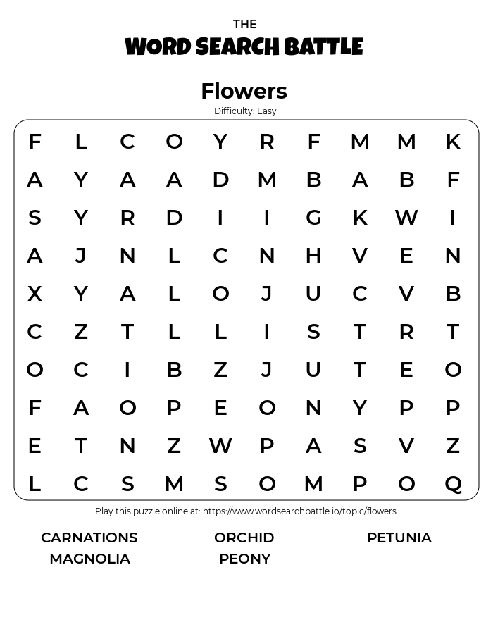 printables word search