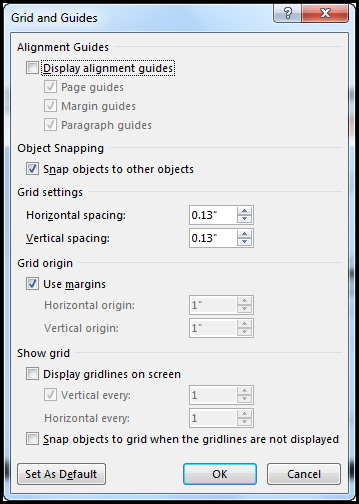 Snap charts, pictures, and objects to a grid to align them in Word ...