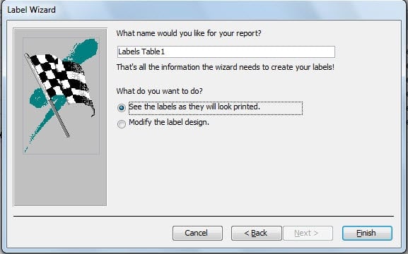 printing address labels from access database