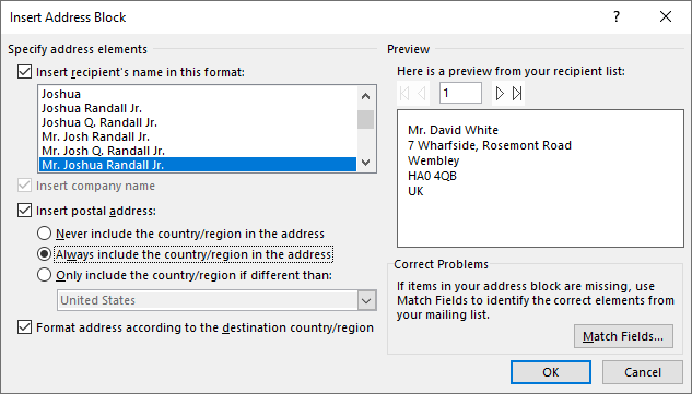 printing address labels from numbers spreadsheet