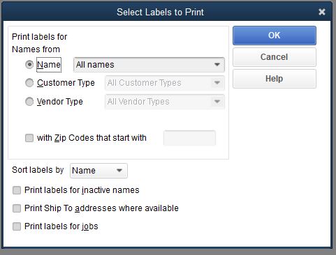 Can you print customer address labels from Quickbooks?