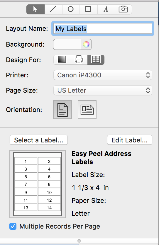 Labels - Tap Forms Mac - 3.0