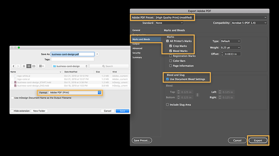 printing business cards from pdf