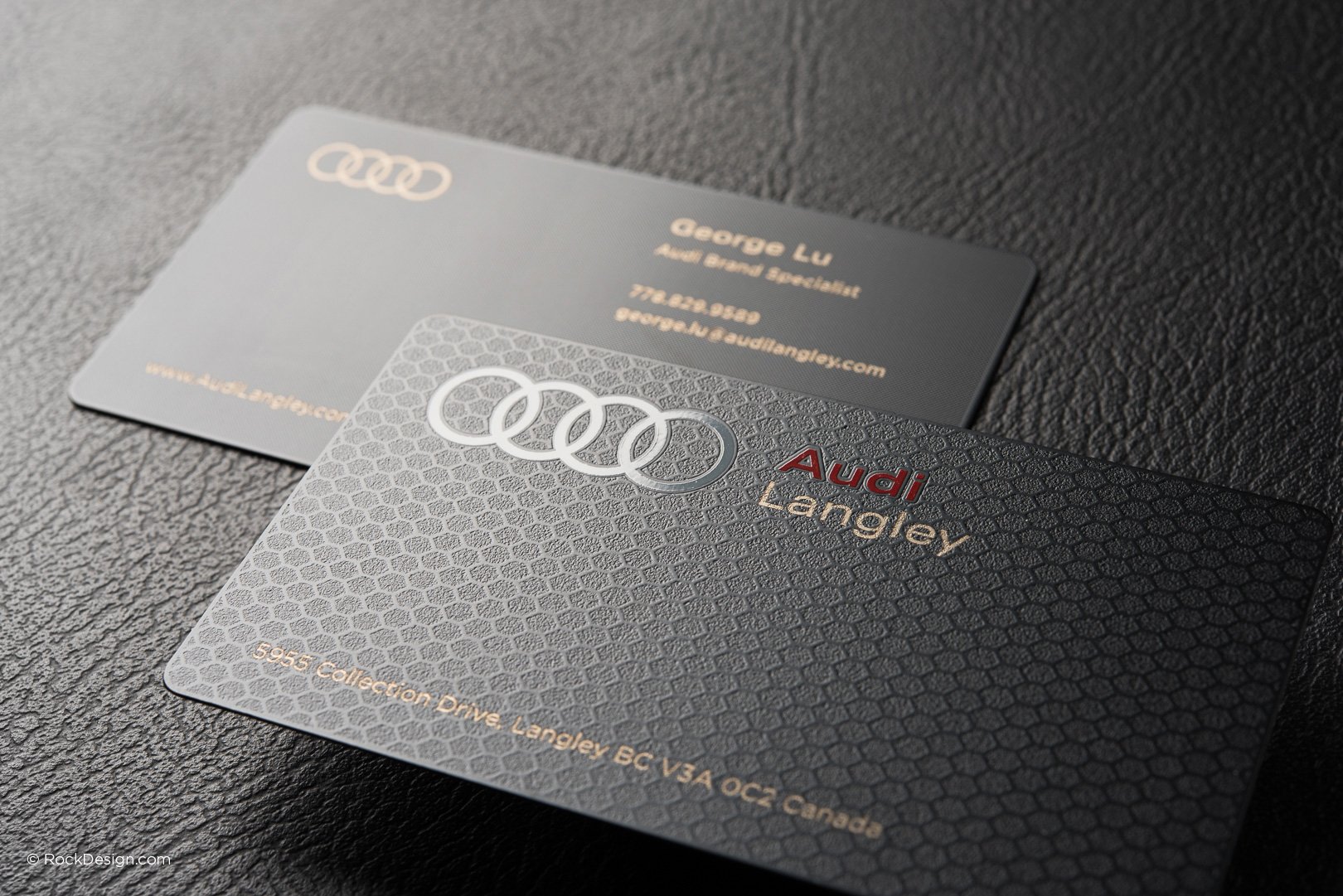 Audi Langley luxury black metal with frost finish business card