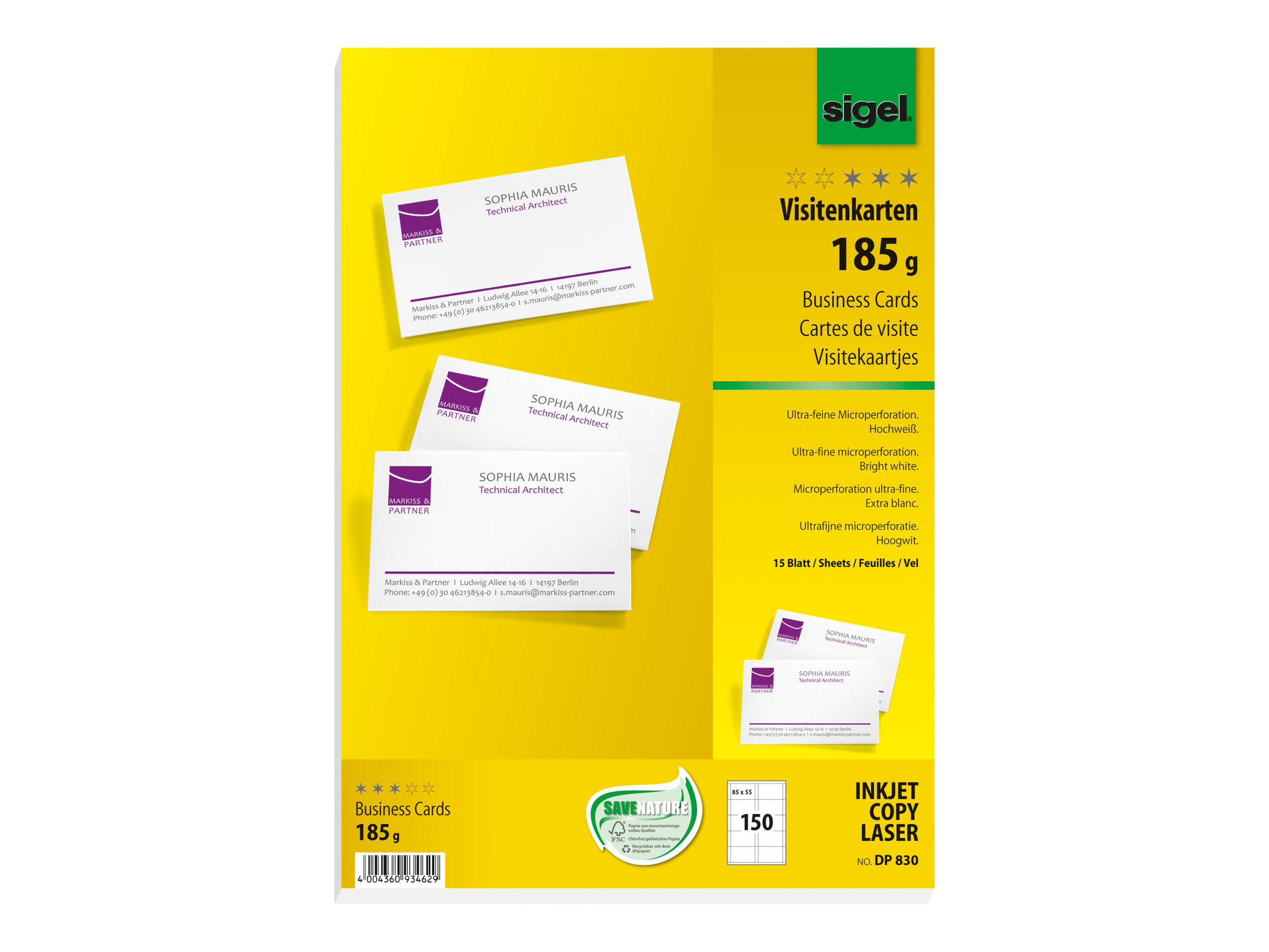 Sigel DP830 business card Laser/Inkjet White